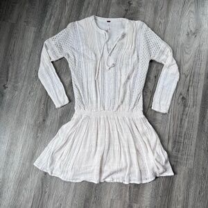 Free People Women's Ivory Elastic Drop Waist Nomad Peasant Dress Size XS